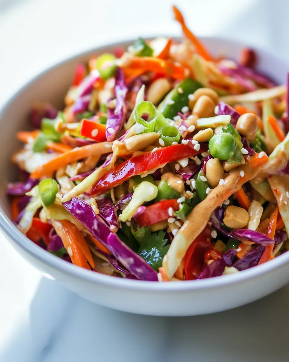 Delicious Asian Slaw with Ginger Peanut Dressing image