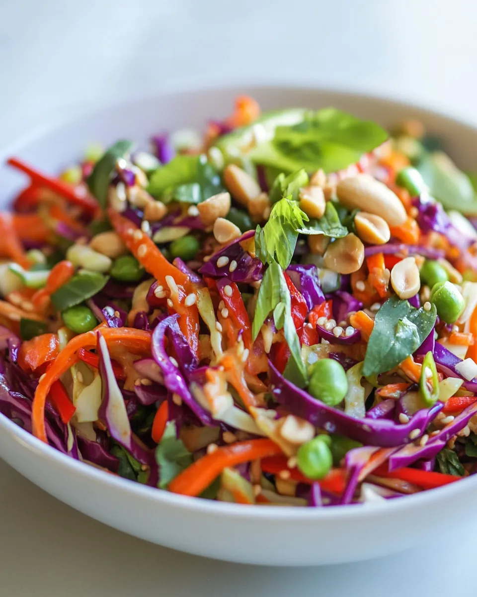 Healthy Asian Slaw with Ginger Peanut Dressing recipe photo