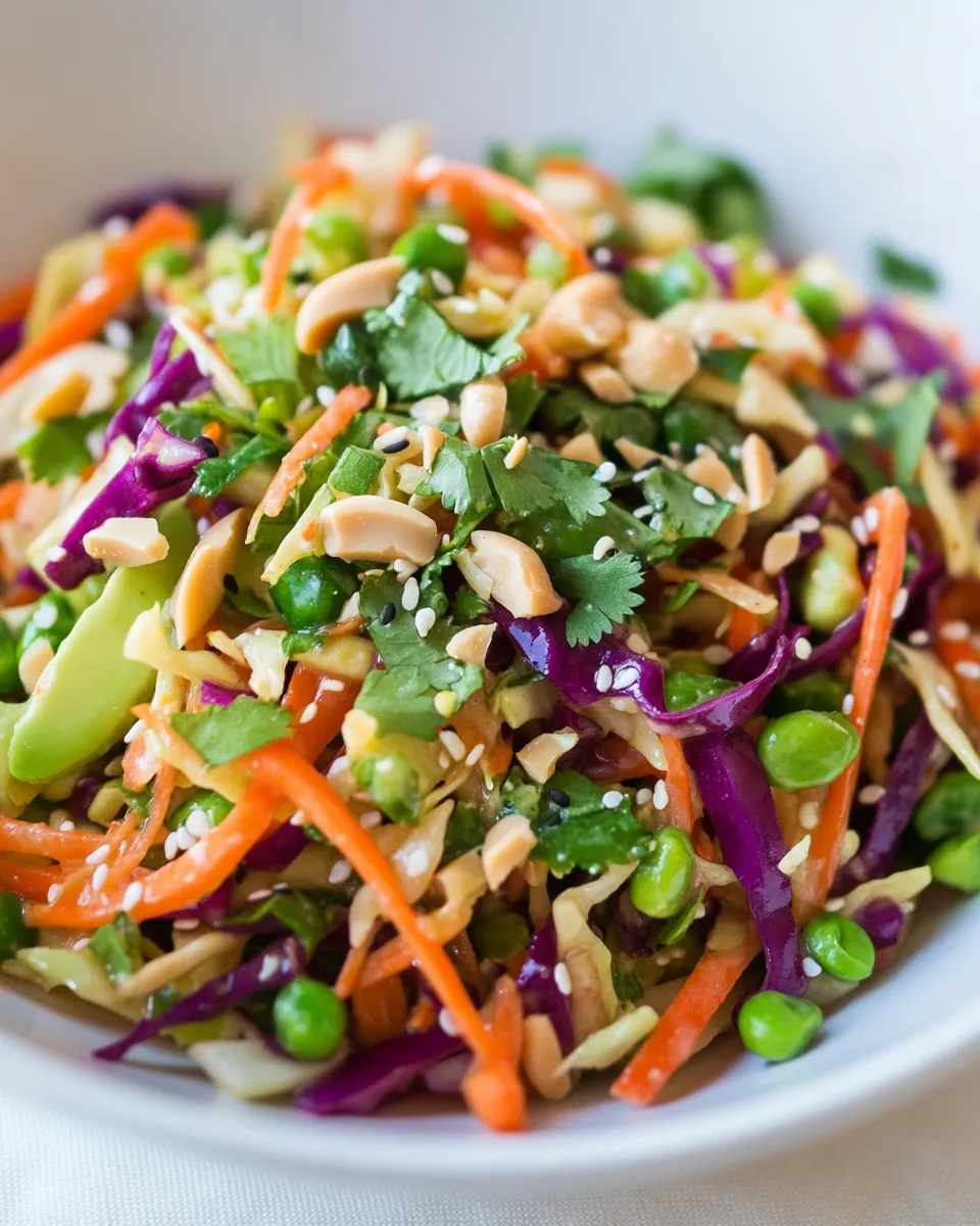 Tasty Asian Slaw with Ginger Peanut Dressing shot