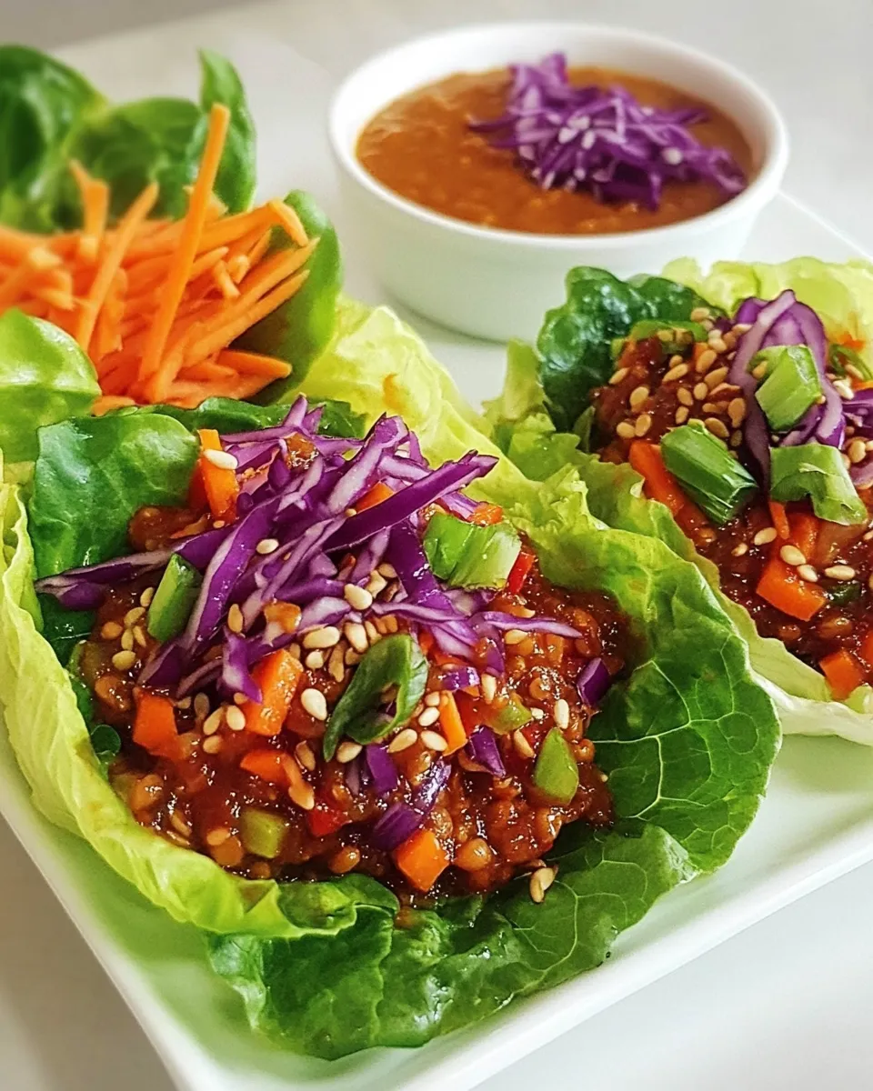 Easy Asian Vegetable Lettuce Wrap with Peanut Sauce shot