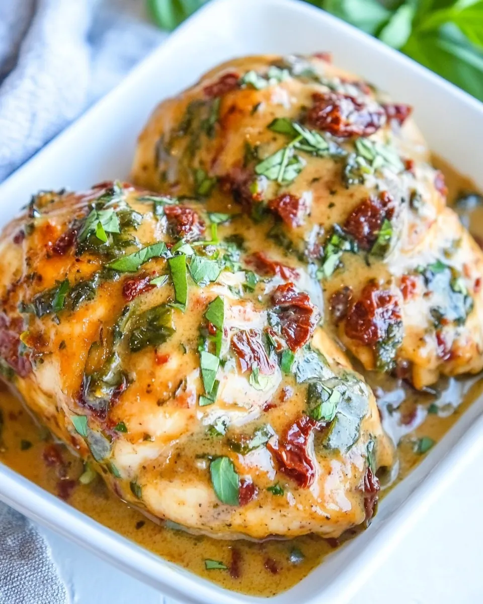 Delicious Baked Creamy Sun-Dried Tomato Chicken image