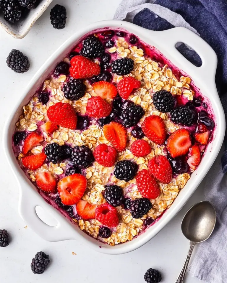 Homemade Baked Oatmeal with Berries (TikTok Viral!) photo