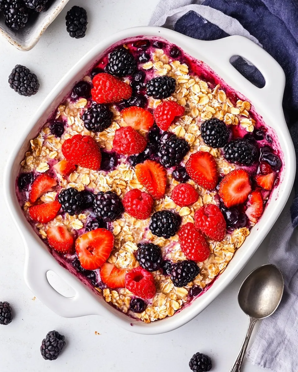 Homemade Baked Oatmeal with Berries (TikTok Viral!) photo