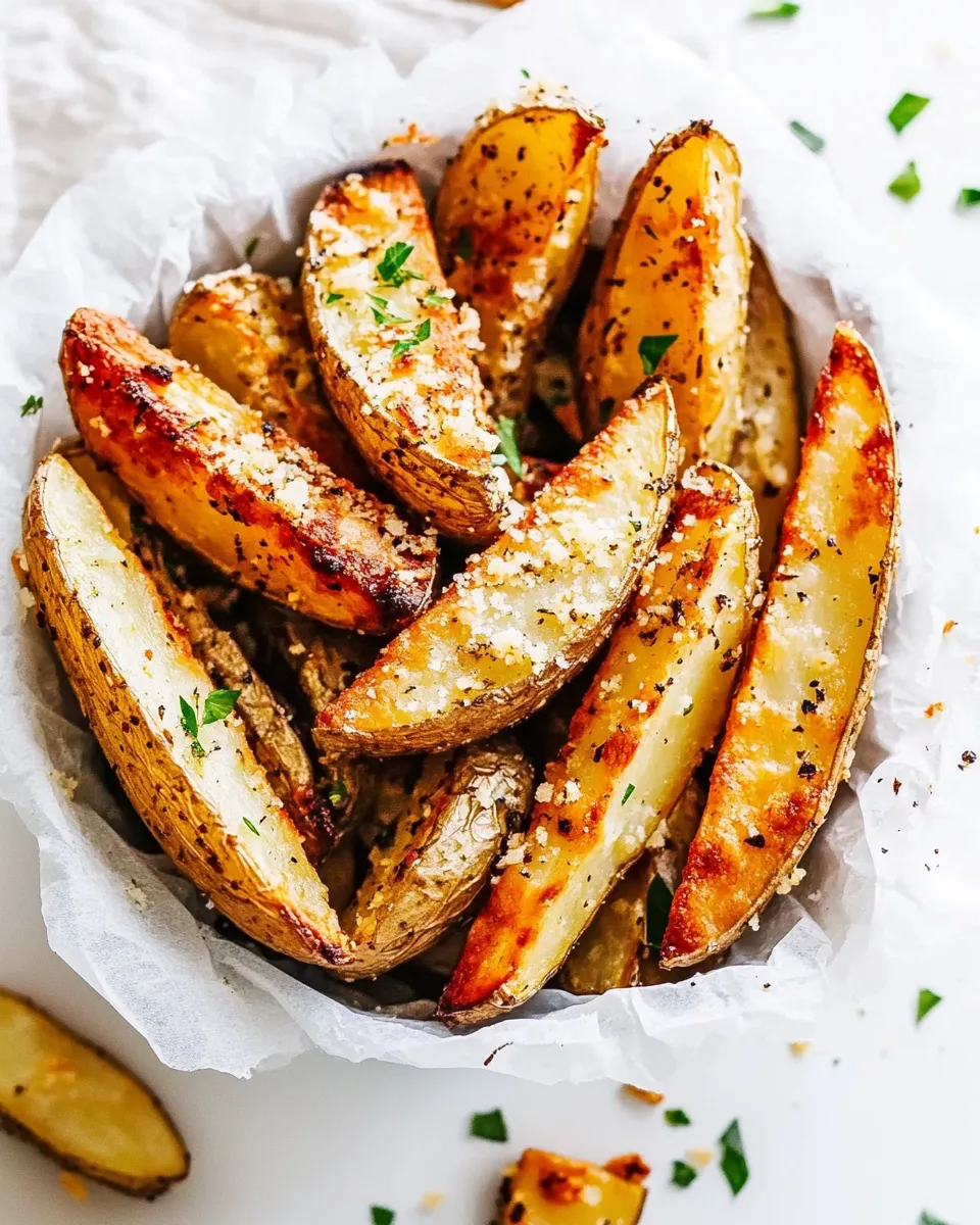 Homemade Baked Parmesan Garlic Potato Wedges recipe photo