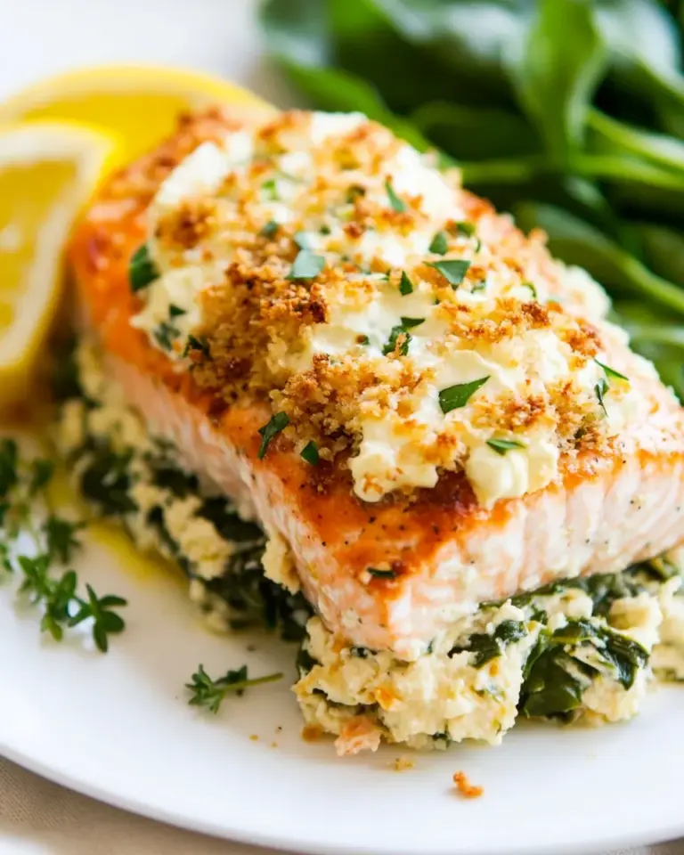 Easy Baked Salmon Stuffed with Mascarpone Spinach photo