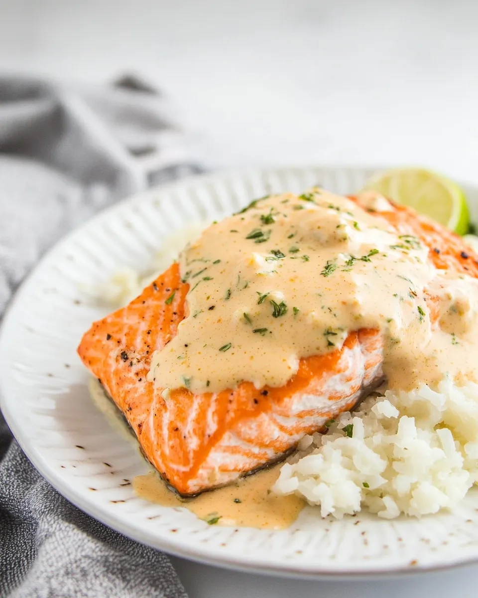 Delicious Baked Salmon with Creamy Coconut Ginger Sauce image