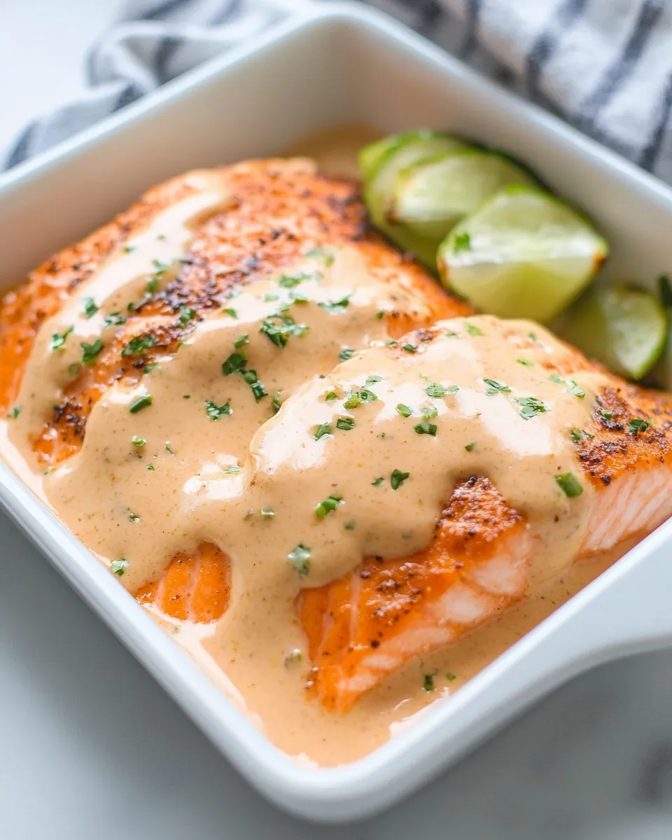 Healthy Baked Salmon with Creamy Coconut Ginger Sauce recipe photo