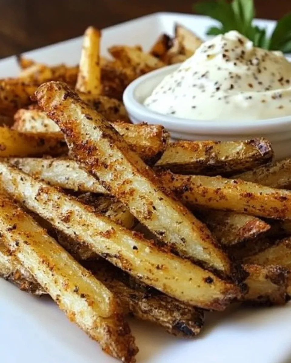 Delicious Baked Seasoned Fries with Skinny Garlic Aioli image