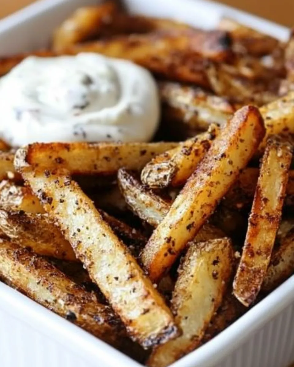 Easy Baked Seasoned Fries with Skinny Garlic Aioli recipe photo