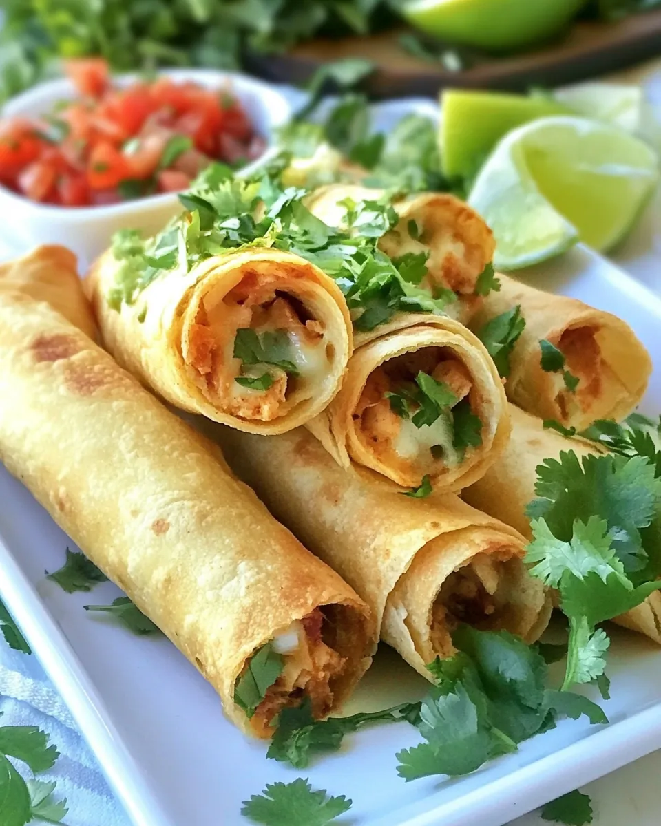 Delicious Baked Taquitos Filled with Pre-Made Chicken and Cheese image