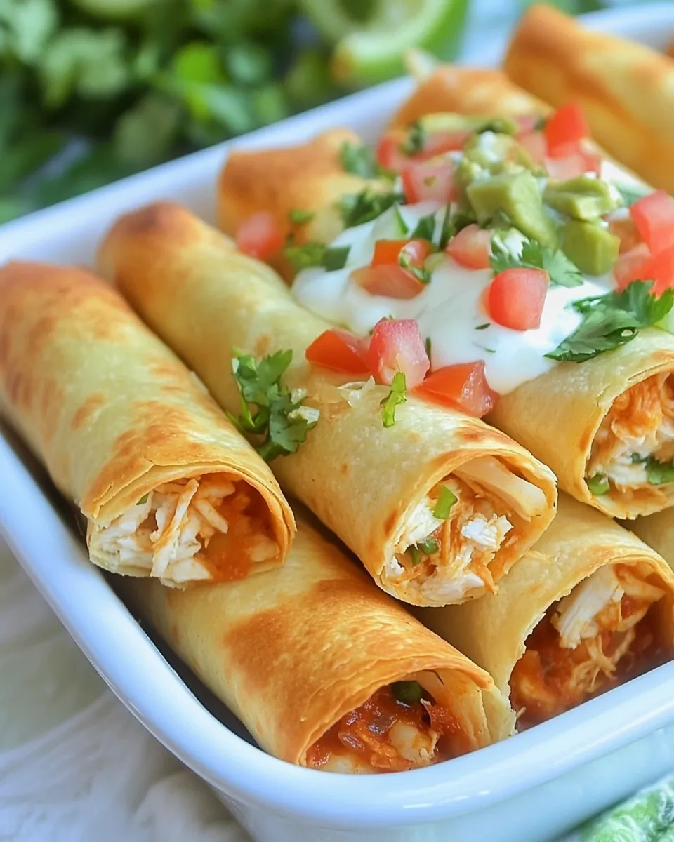 Quick Baked Taquitos Filled with Pre-Made Chicken and Cheese shot