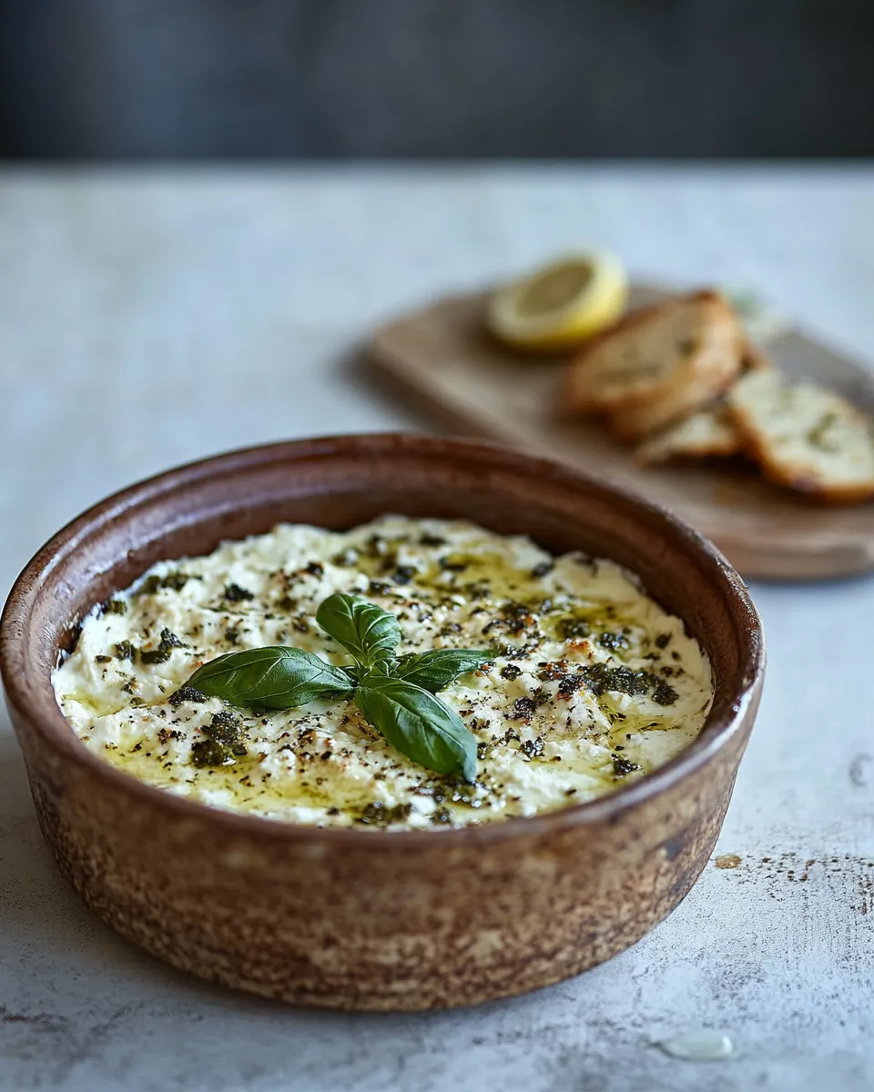 Tasty Baked ricotta with basil, chilli and lemon shot