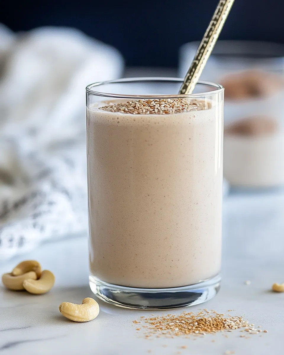 Healthy Banana-Cashew-Flaxseed Smoothie shot