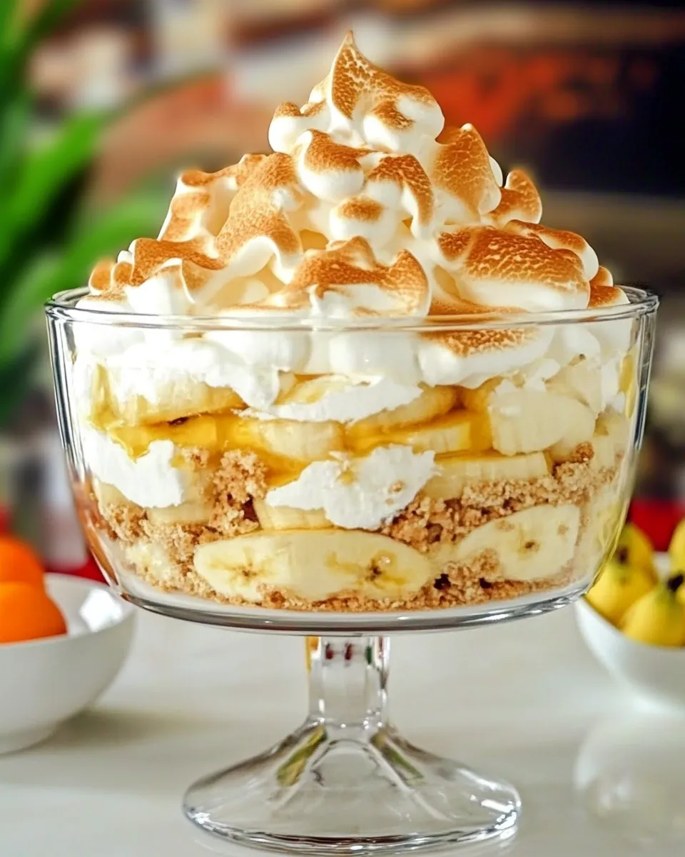 Homemade Banana Pudding Trifle with Meringue photo