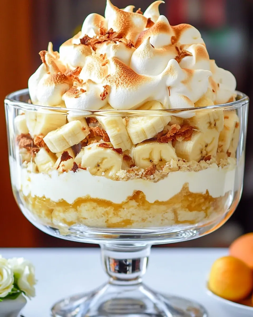 Classic Banana Pudding Trifle with Meringue recipe photo