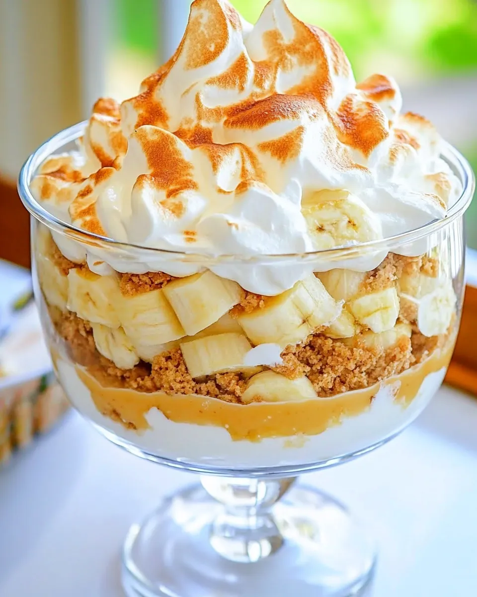 Tasty Banana Pudding Trifle with Meringue shot