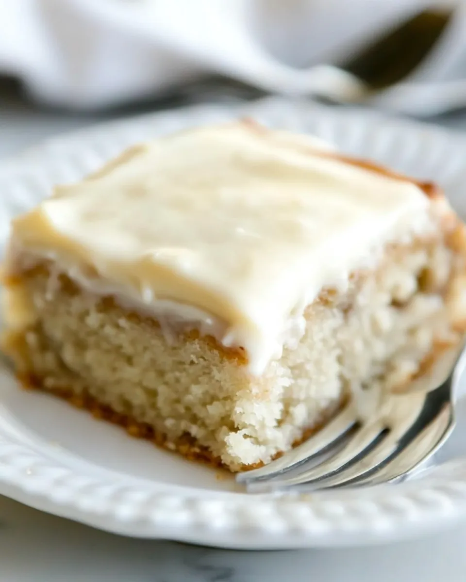 Tasty Banana Snack Cake with Cream Cheese Frosting shot