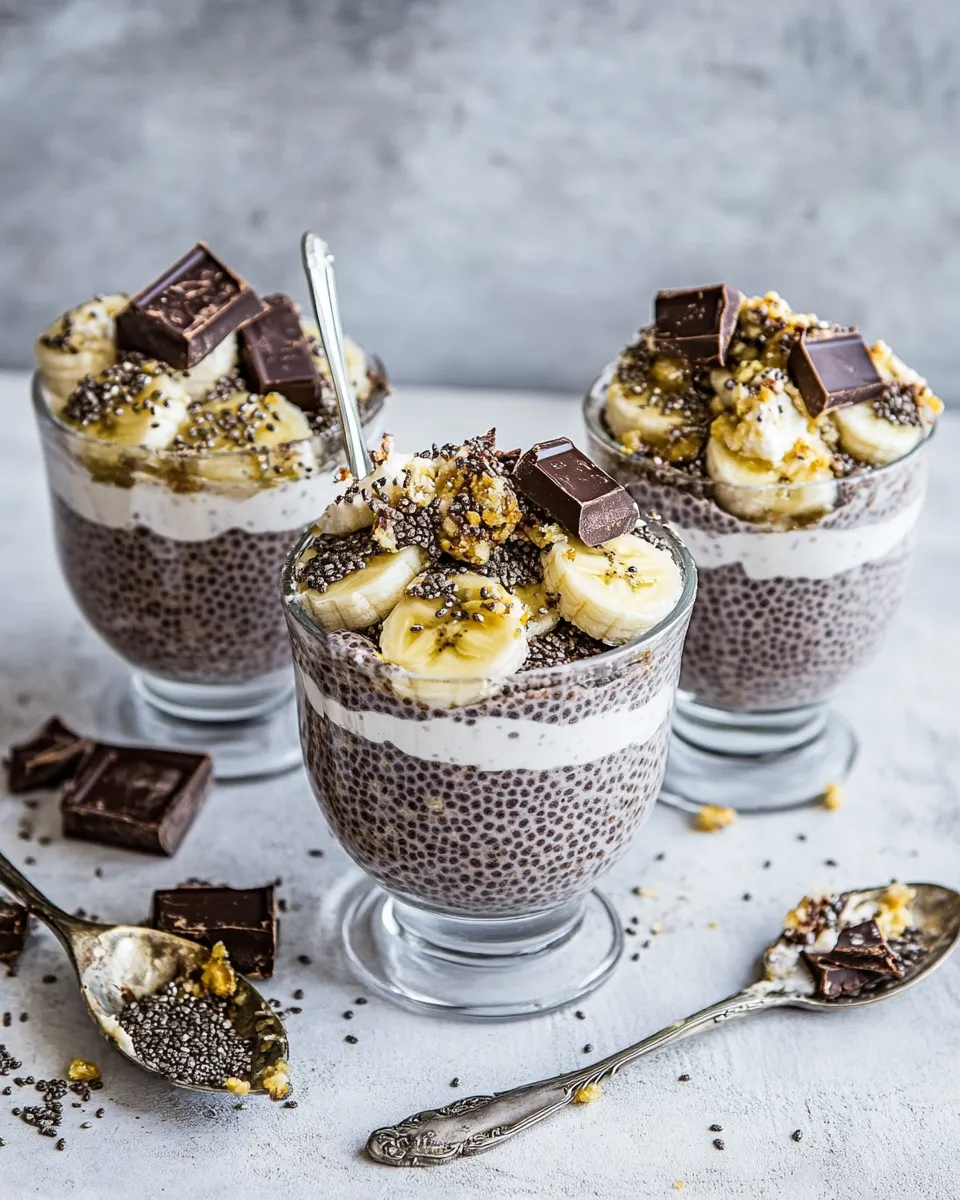 Homemade Banana and Chocolate Chia Cream Pie Parfaits. picture
