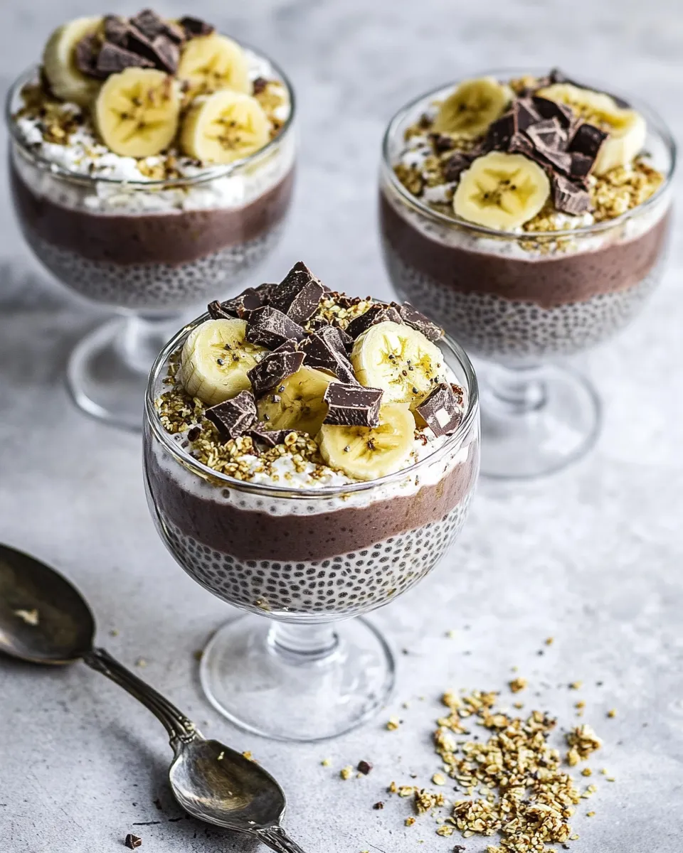 Sweet Banana and Chocolate Chia Cream Pie Parfaits. picture