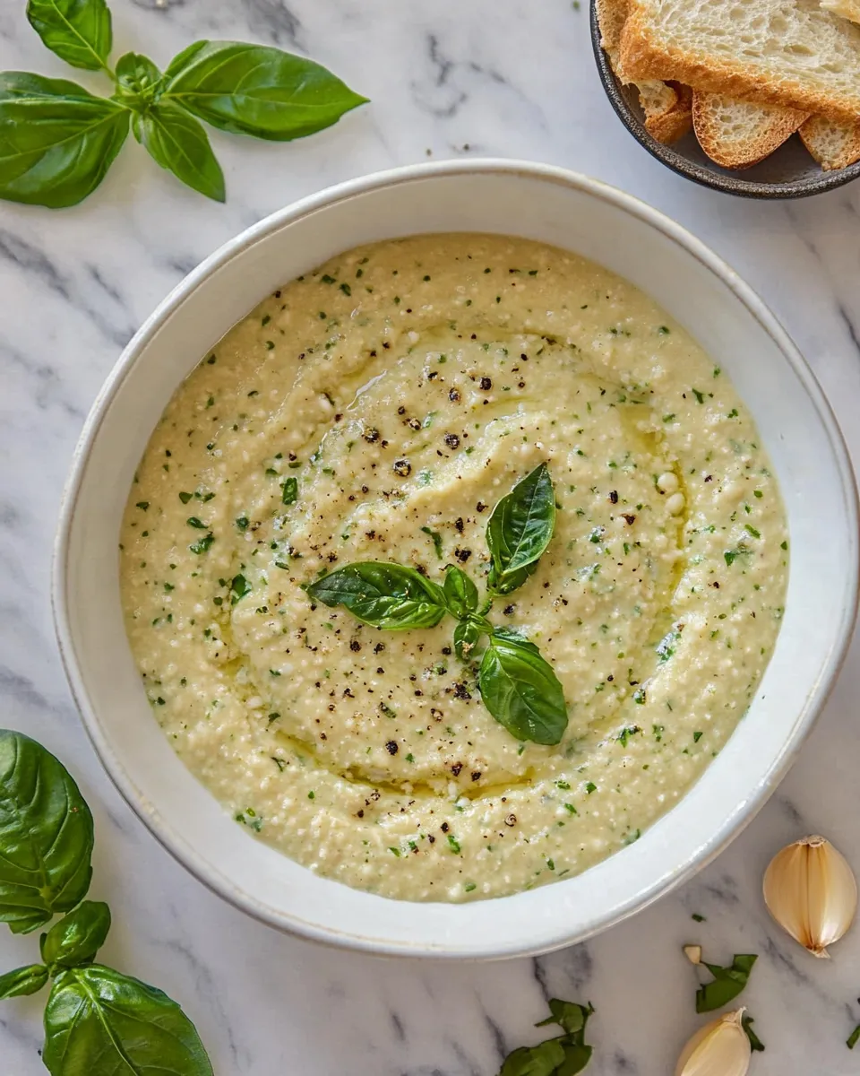 Homemade Basil & Garlic White Bean Dip photo