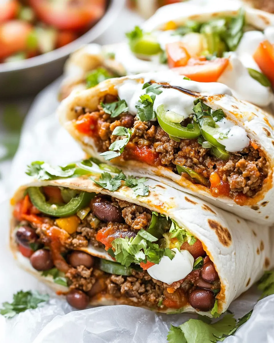 Easy Beef and Bean Burritos Recipe shot