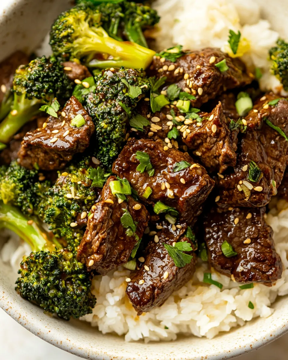Quick Beef and Broccoli with Coconut Lime Rice shot