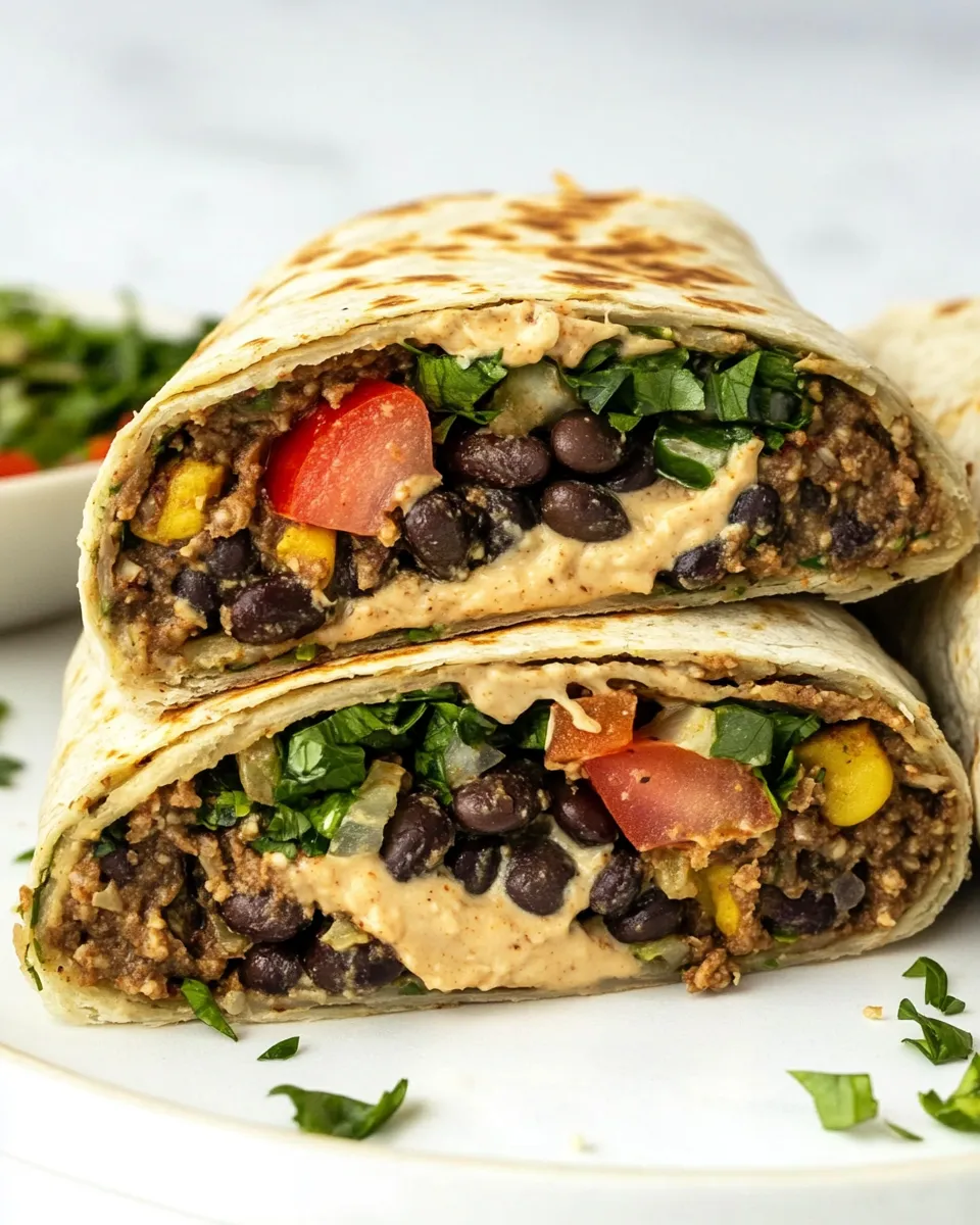 Homemade Black Bean Burger Wrap with Chipotle Aioli photo