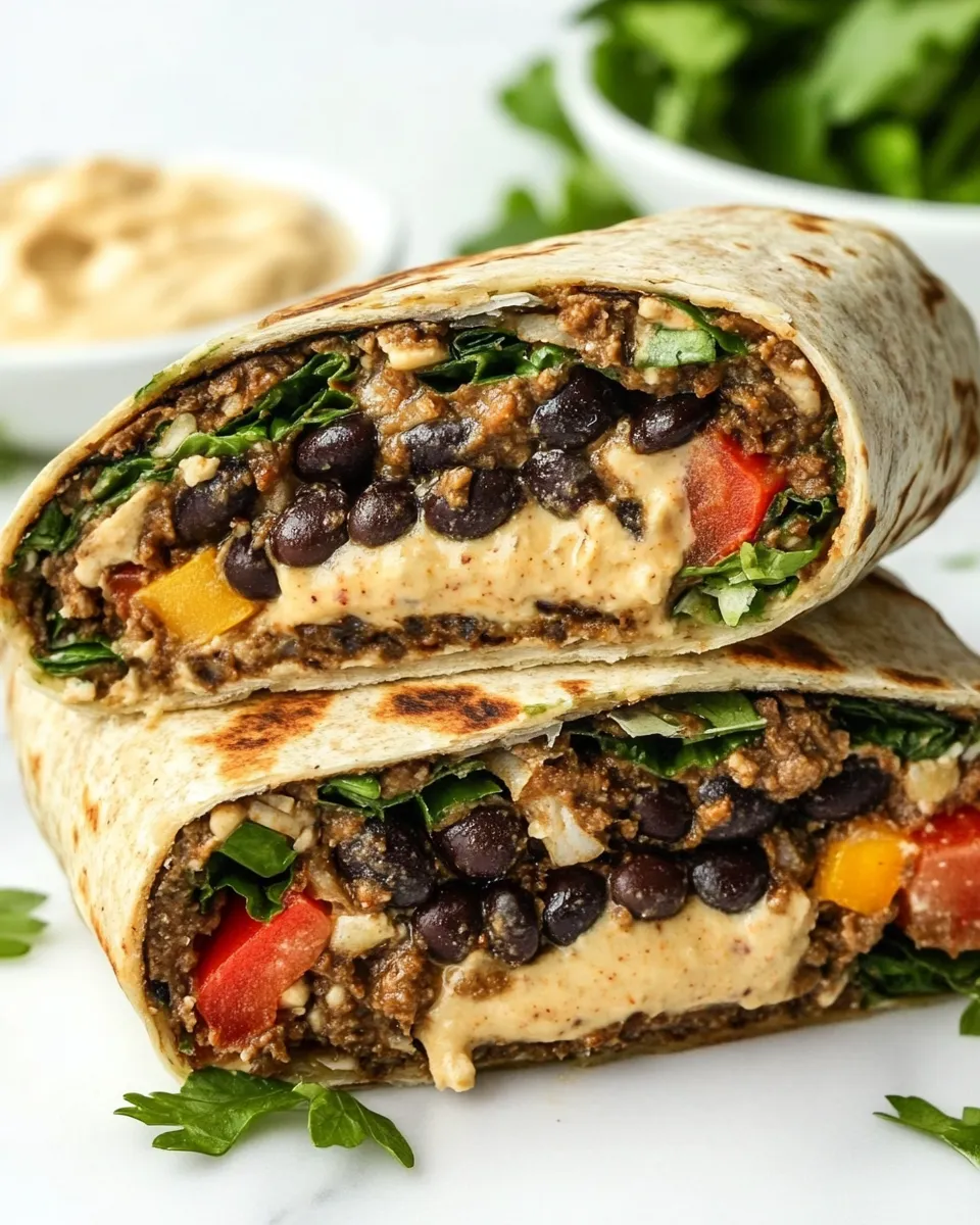Delicious Black Bean Burger Wrap with Chipotle Aioli image