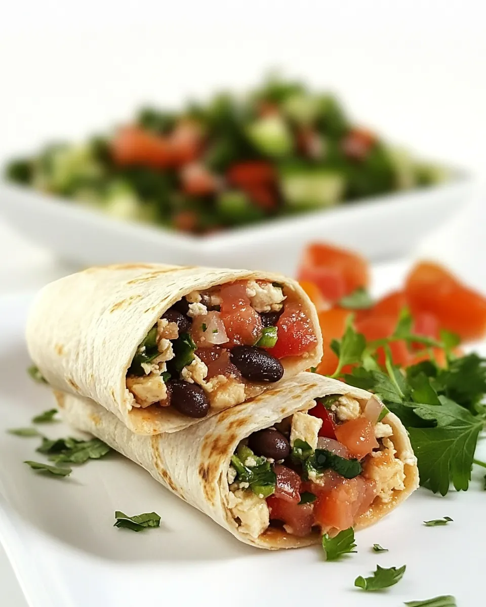Homemade Black Bean Burritos with Fresh Salsa & Berry Salad with Herbs photo