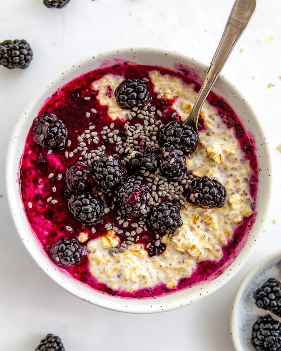Perfect Blackberry Chip Overnight Oats. photo