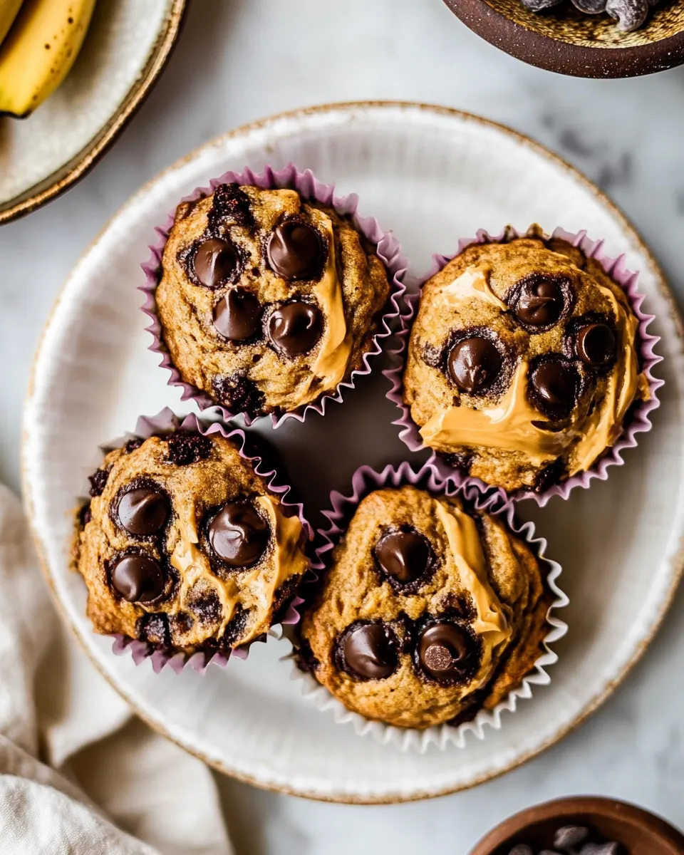 Quick Blender Cottage Cheese Chocolate Chip Peanut Butter Banana Muffins. dish image