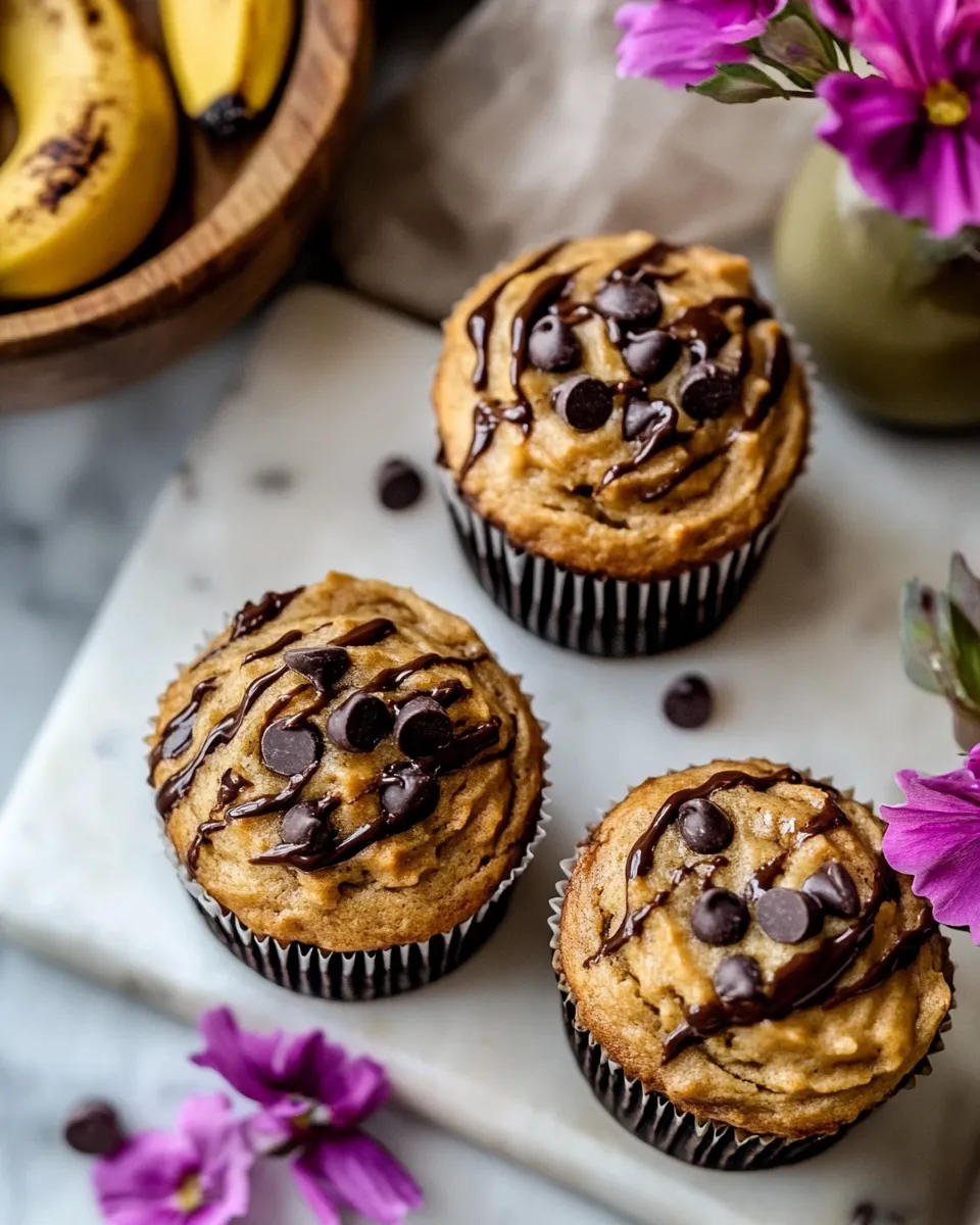 Tasty Blender Cottage Cheese Chocolate Chip Peanut Butter Banana Muffins. shot