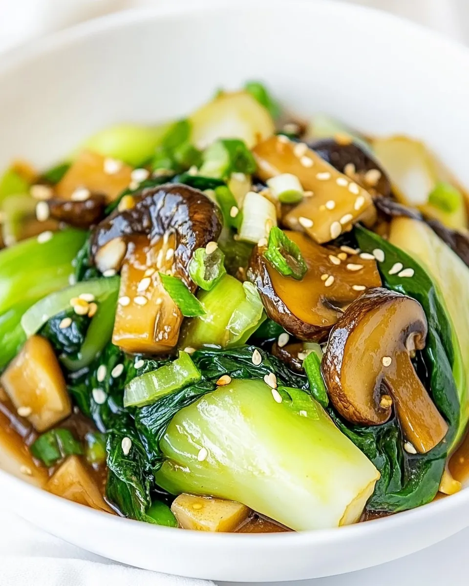 Delicious Bok Choy and Shiitake Mushrooms in Garlic Sauce image