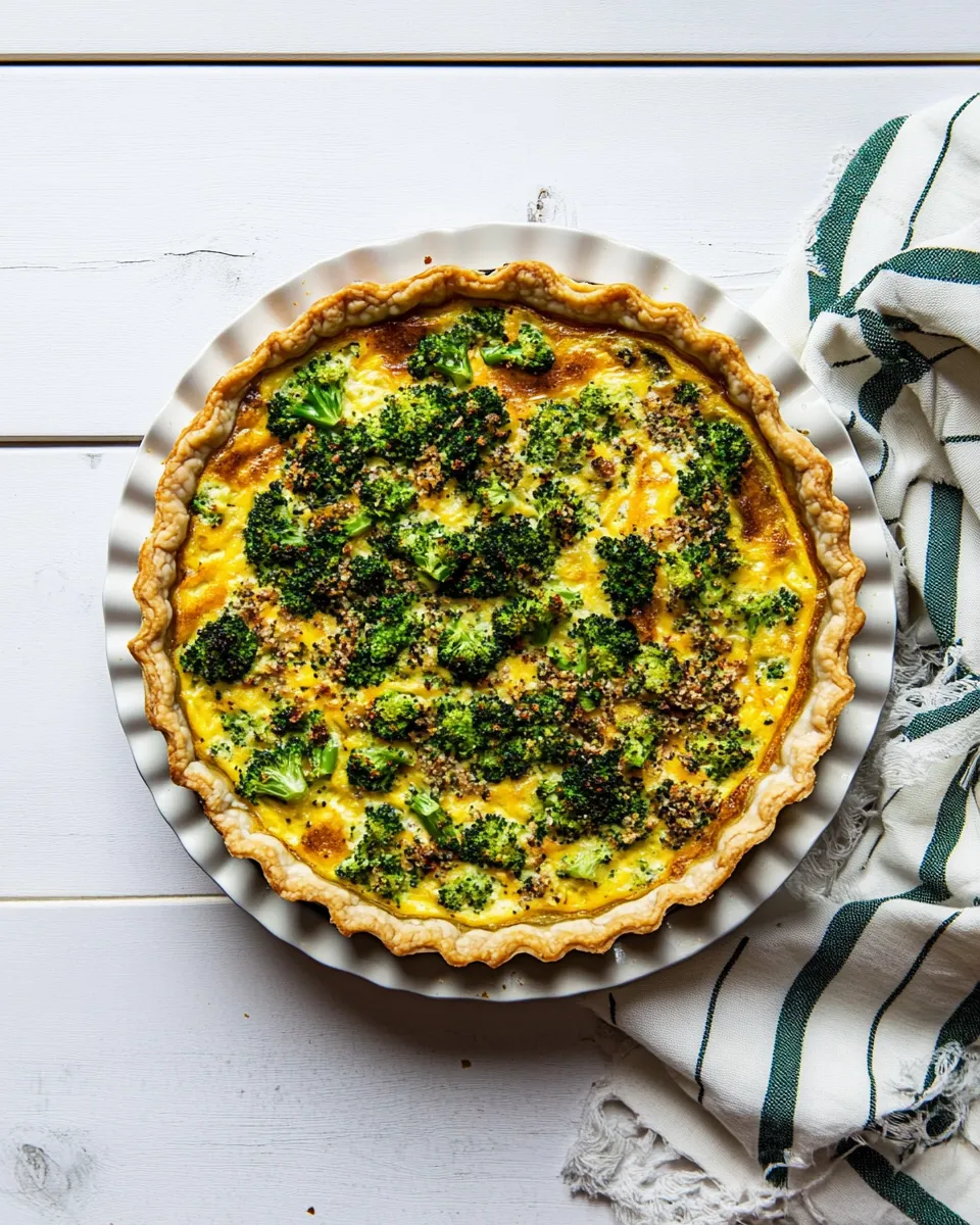 Delicious Broccoli-Cheddar Quiche shot
