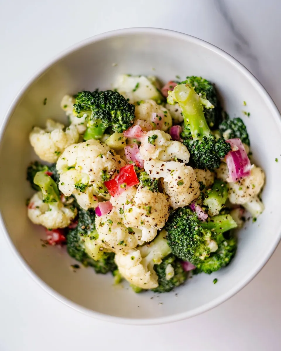 Delicious Broccoli Cauliflower Salad shot