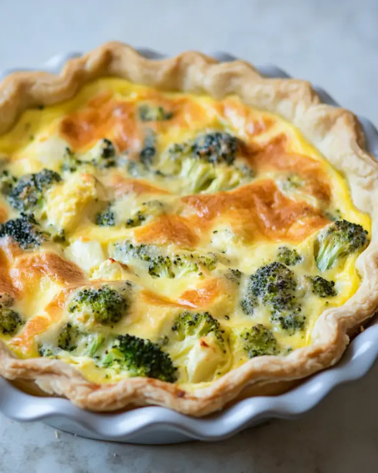 Homemade Broccoli Garlic Quiche photo