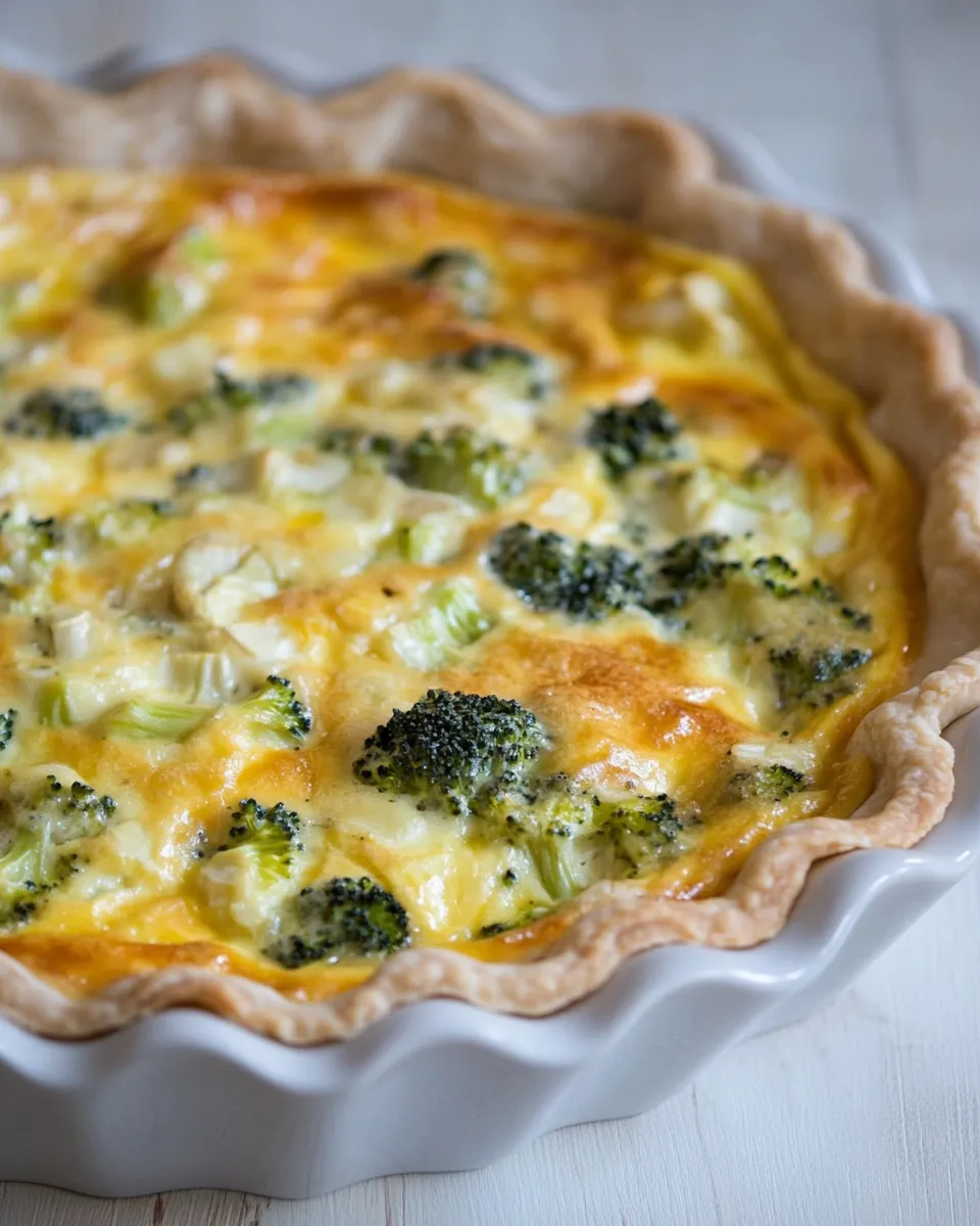 Delicious Broccoli Garlic Quiche shot