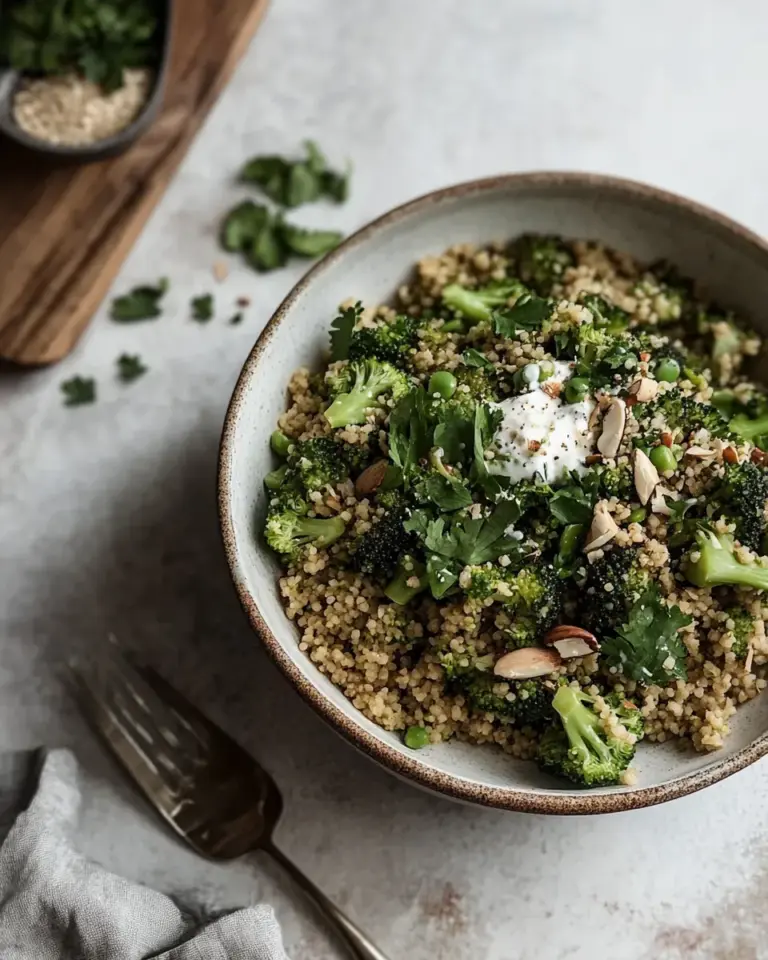 Homemade Broccoli Salad with Couscous and Tahini Dressing photo