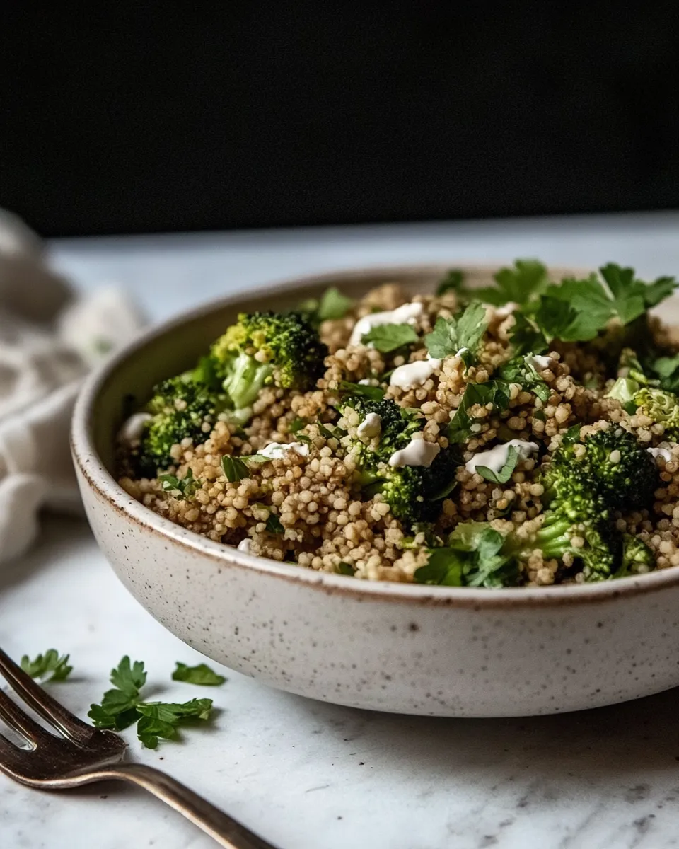Easy Broccoli Salad with Couscous and Tahini Dressing recipe photo