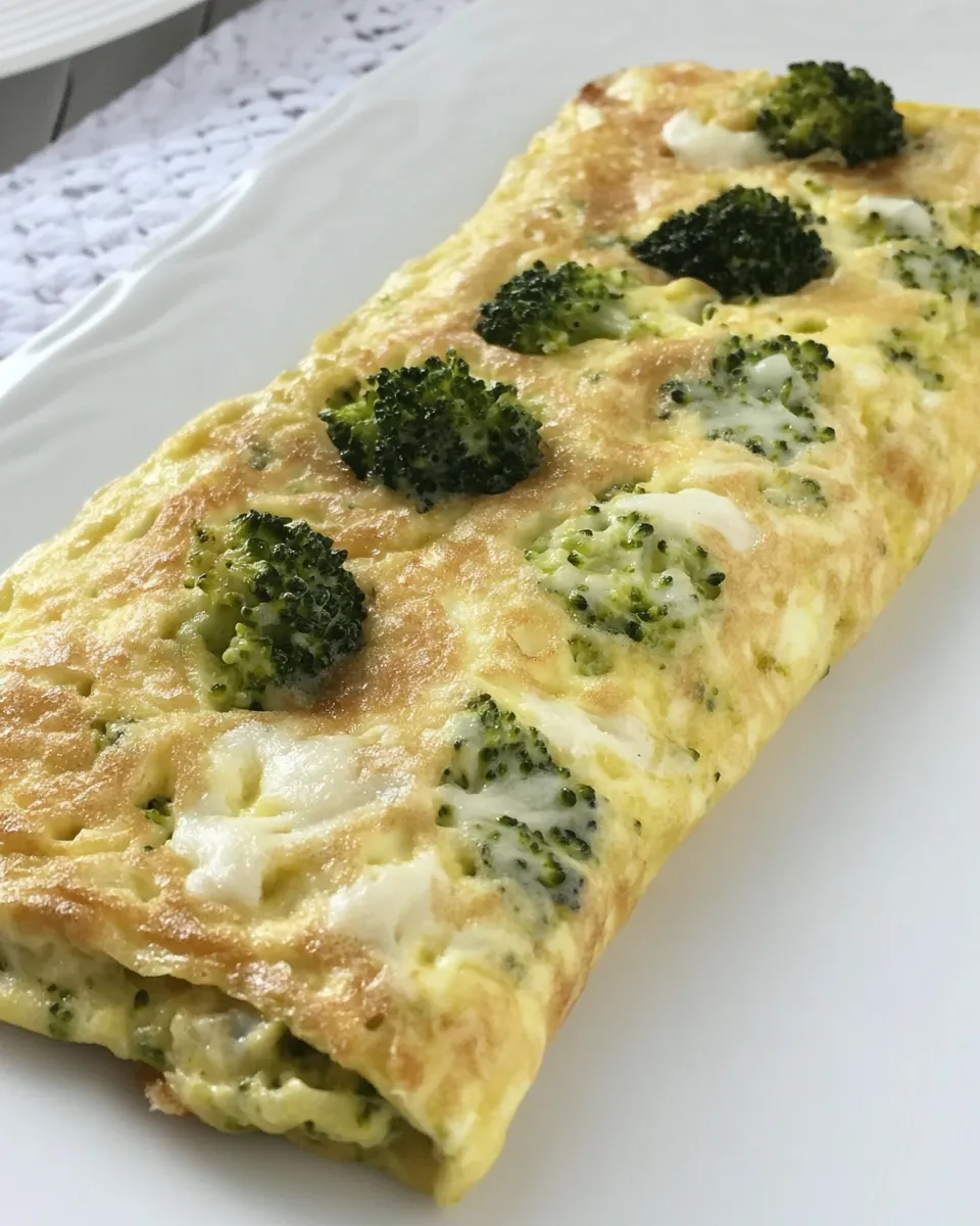 Delicious Broccoli and Cheese Omelet shot