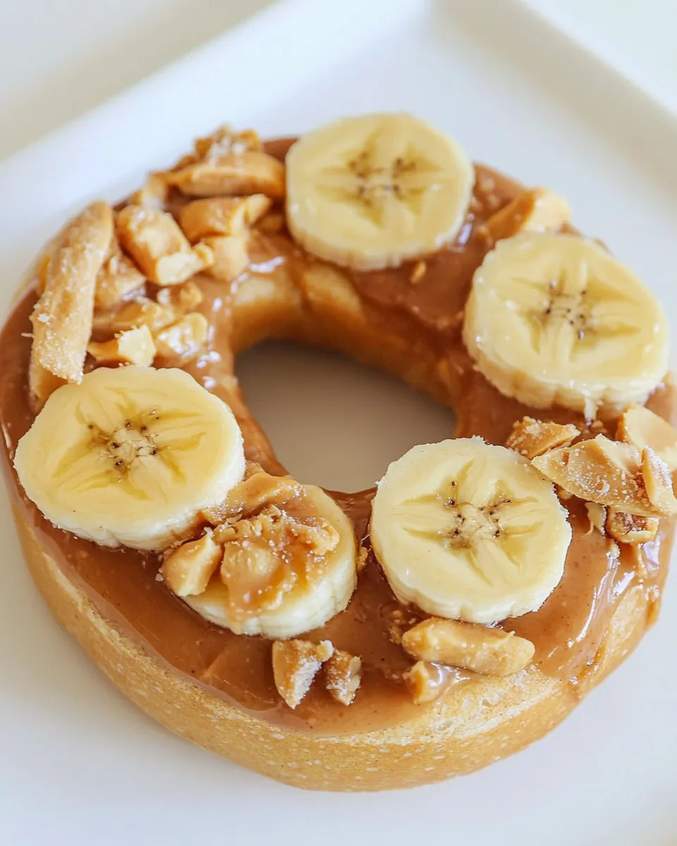 Simple Bruleed Banana and Peanut Butter Bagel food shot