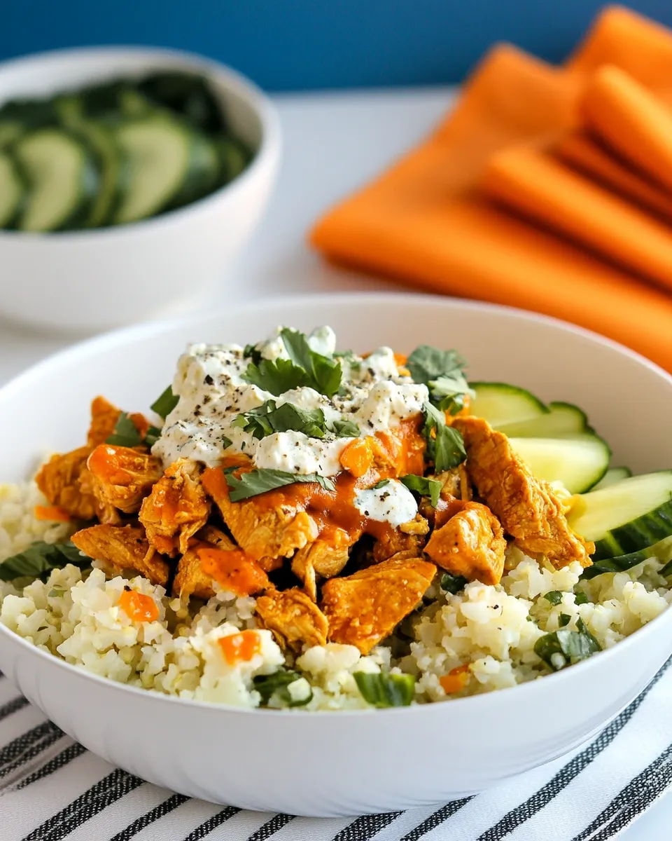 Healthy Buffalo Chicken Cauliflower Rice Bowl recipe photo