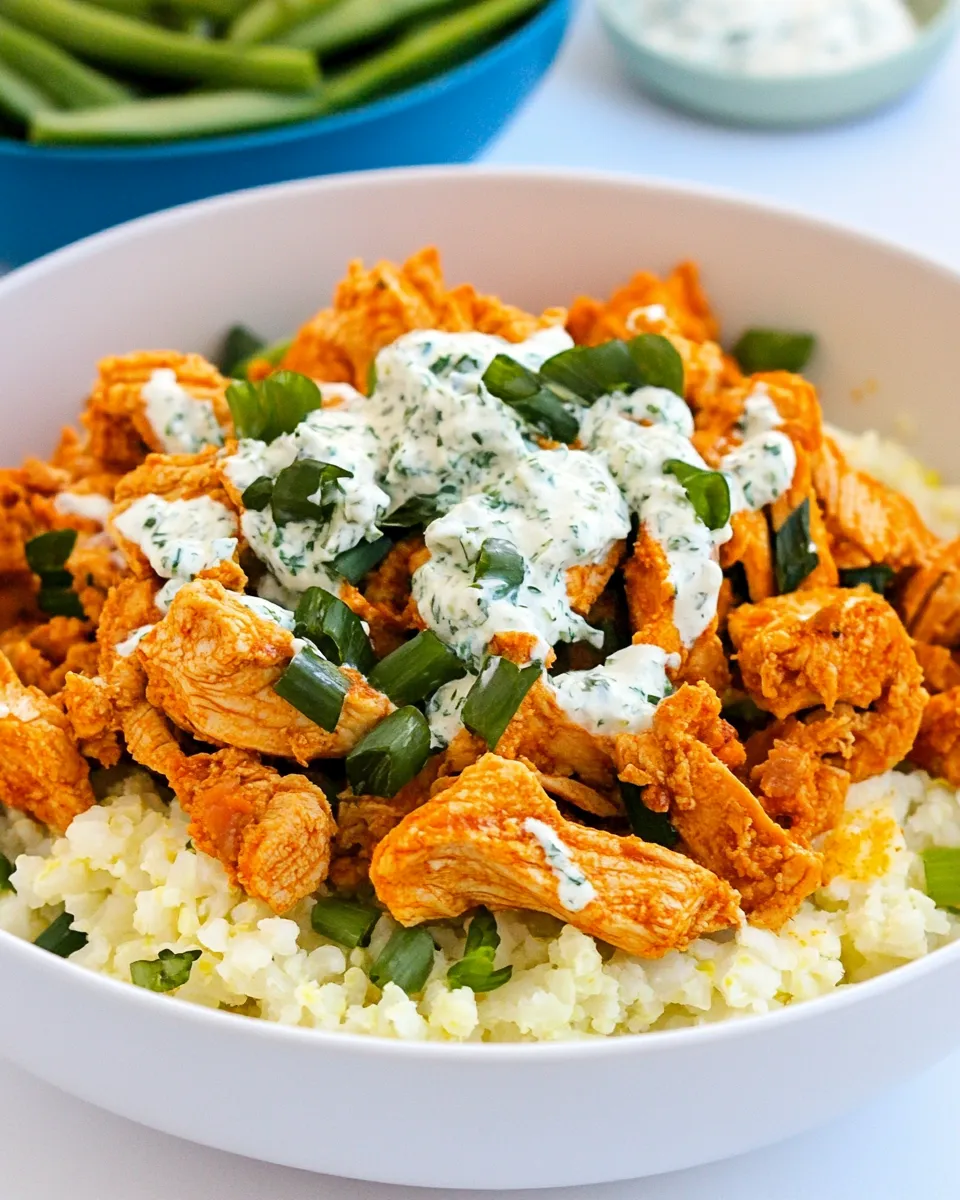 Quick Buffalo Chicken Cauliflower Rice Bowl shot