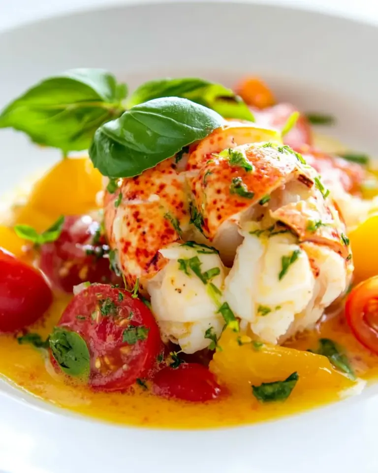 Homemade Butter Poached Lobster with Fresh Tomatoes photo
