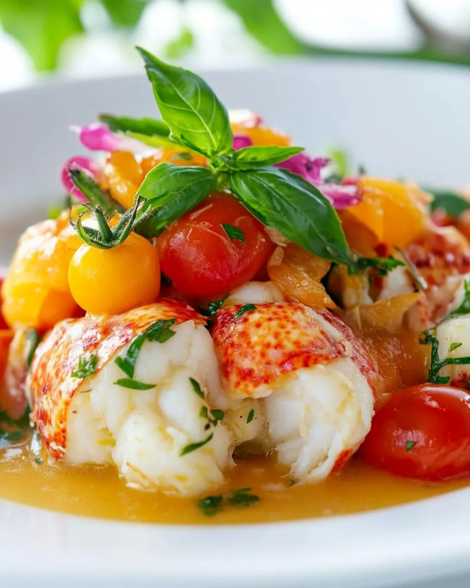 Easy Butter Poached Lobster with Fresh Tomatoes recipe photo