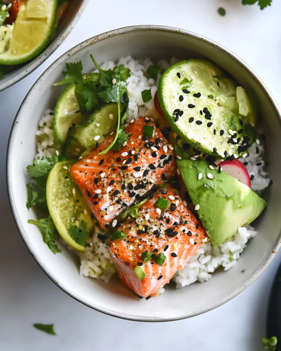 Perfect Butter Salmon Rice Bowls. shot