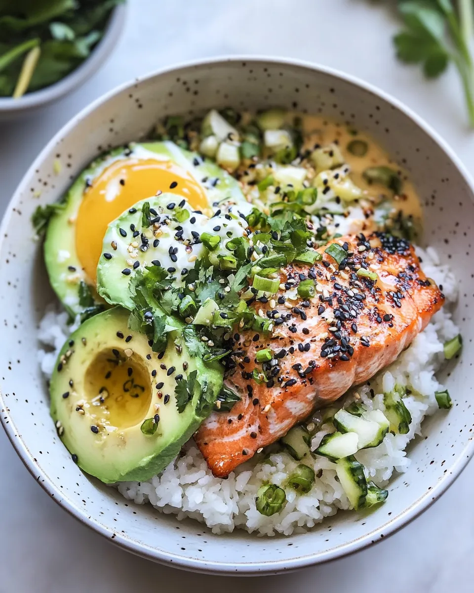 Simple Butter Salmon Rice Bowls. shot