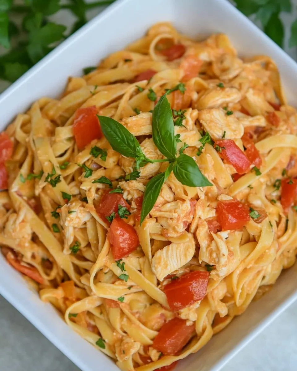 Delicious CHICKEN FETTUCCINE shot