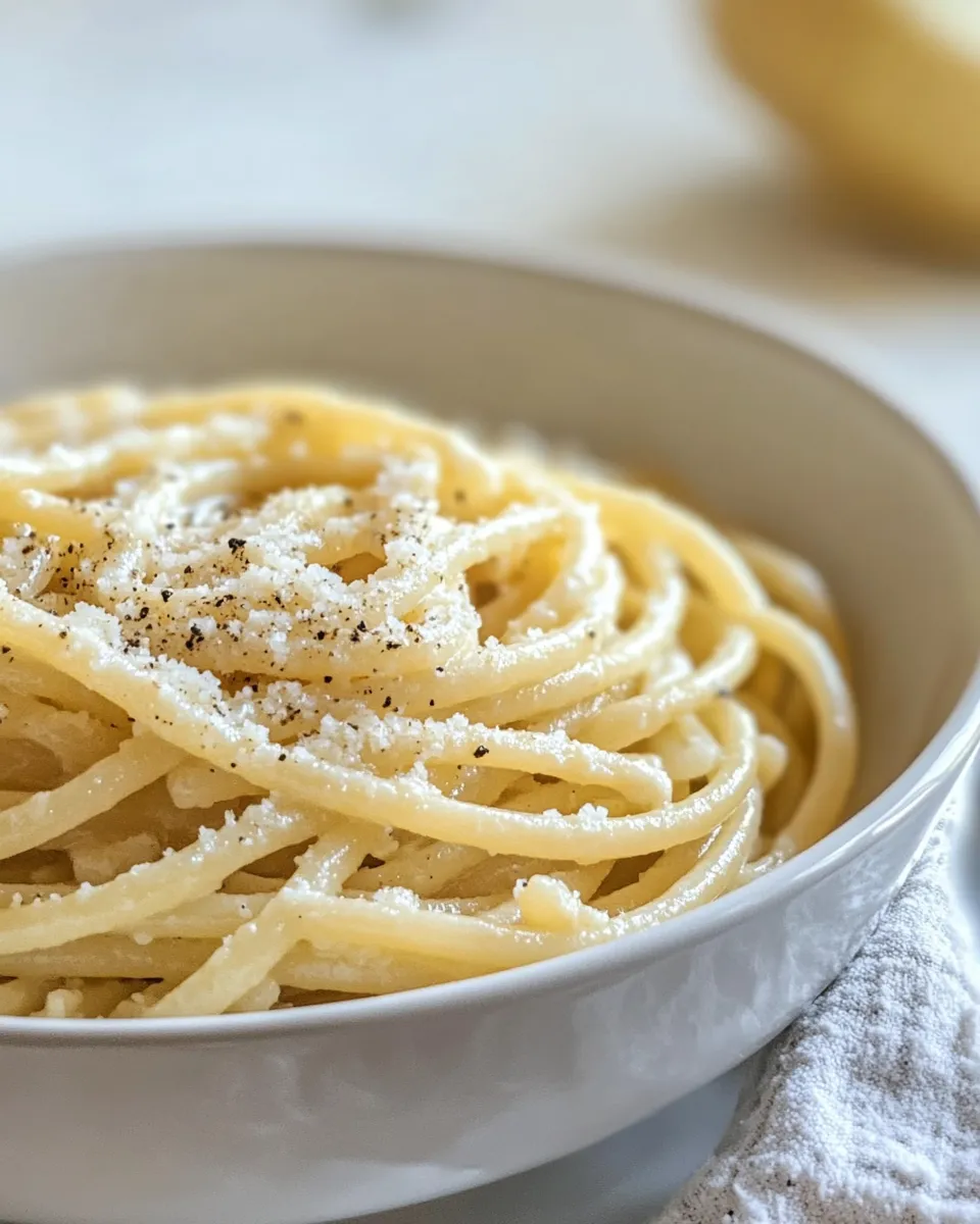 Delicious Cacio e Pepe Pasta food shot