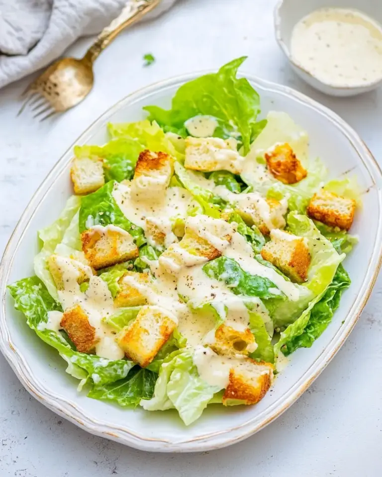 Homemade Caesar Salad with Homemade Caesar Salad Dressing photo